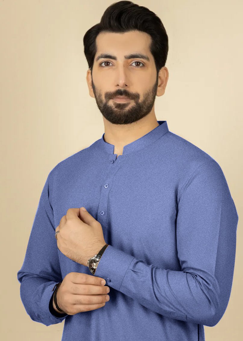 COBALT BLUE SHADE | WOOL UNSTITCHED MEN SUIT