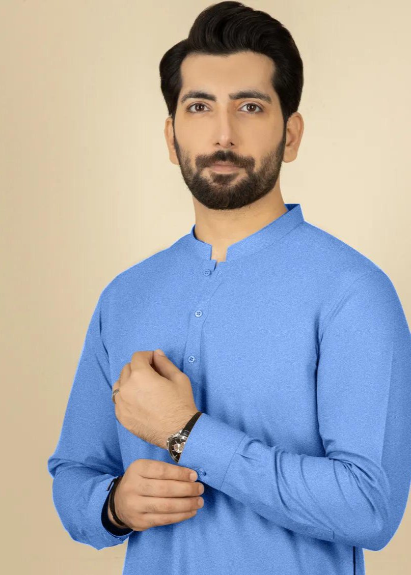 ICE BLUE SHADE | WOOL UNSTITCHED MEN SUIT