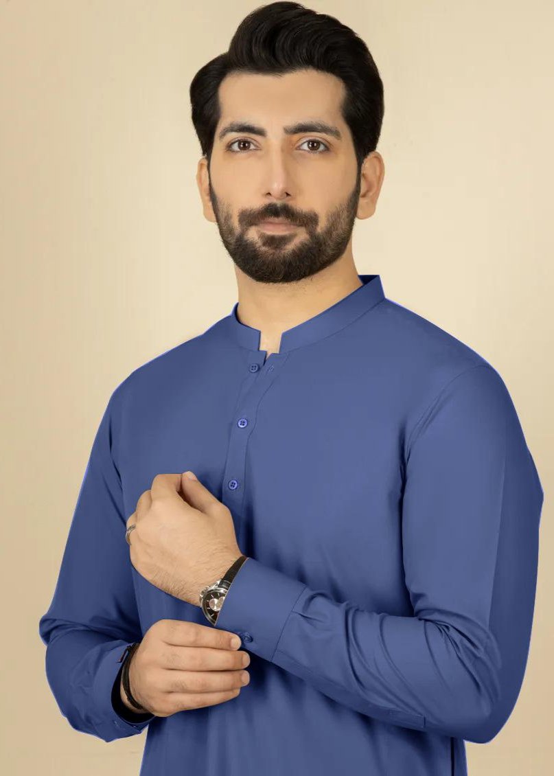 ( NAVY BLUE SHADE) Winter Unstitched Men's Suit